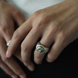 wide gem ring 002 Dalmatian Jasper
