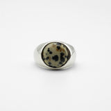 wide gem ring 002 Dalmatian Jasper