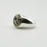wide gem ring 002 Dalmatian Jasper