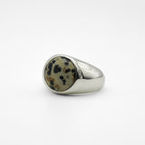 wide gem ring 002 Dalmatian Jasper