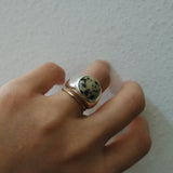 wide gem ring 002 Dalmatian Jasper