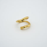 raw wave double ring gold