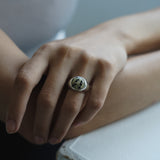 wide gem ring 002 Dalmatian Jasper