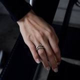 raw wave double ring gold