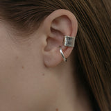 raw big hoop earcuff silver