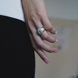 wide gem ring 002 Dalmatian Jasper