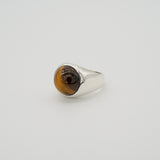 Wide gem ring tiger eye