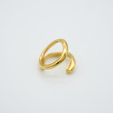 raw wave double ring gold