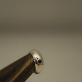 basic wide p stone ring silver