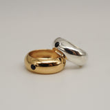 basic wide p stone ring silver