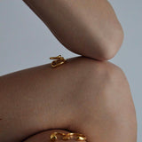 raw wave double ring gold